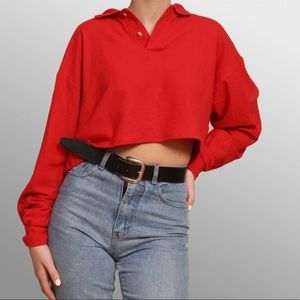 ✨ SOLD ✨ Vintage Red Cropped Polo Shirt ✨ SOLD ✨